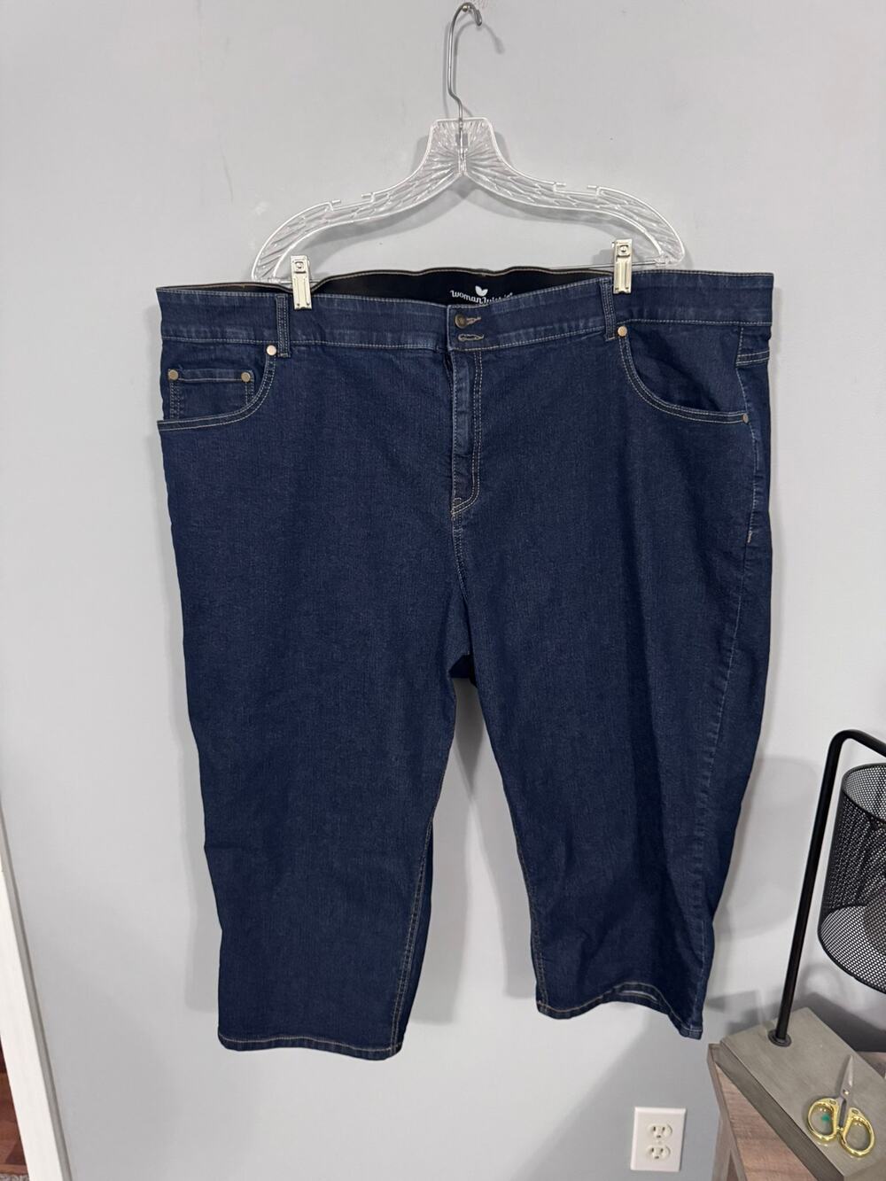 Woman Within Dark Wash Jean Capris Women's Size 30 W Cotton Polyester Spandex